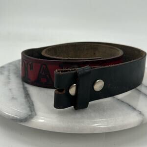 Black and red leather rock star belt